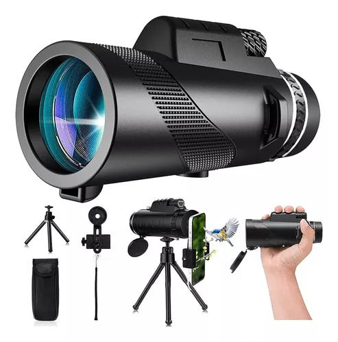 SUPER TelescopioPRO Monocular para móvil 80x100 color Negro