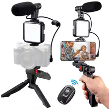 SUPER Set grabación móvil 3 en 1 (trípode + micro + luz)